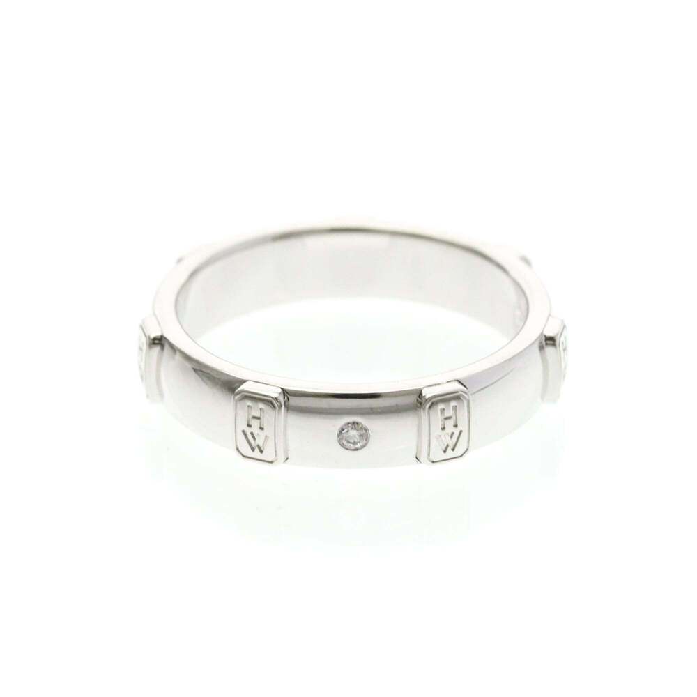 Harry Winston HW Logo Band Diamond Ring White Gold (18K) Fashion Diamond Band...